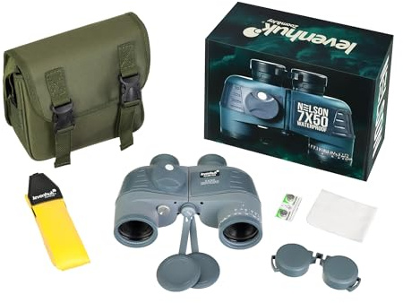 Levenhuk Nelson 7x50 Marinefernglas mit Kompass, Wasserdicht für Erwachsene | Integrierter Entfernungsmesser, BaK-4 Glas, FMC-Optik, Ideal für Bootfahren, Segeln, Angeln und Wassersport