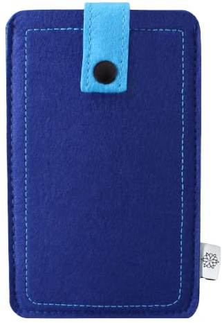 Davii Handy Filztasche passend für Samsung Galaxy S23 / S10 / S9 / S8 (nur Handy), robuste Handy Schutzhülle mit Lasche & Druckknopf, Rundumschutz - L Blau