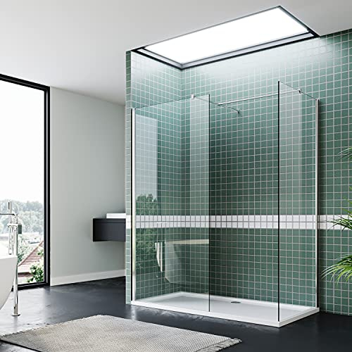 SIRHONA Duschvägg 90 x 80 x 200 cm italiensk med monteringsstång 190 duschkabin i transparent NANO-glas 8 mm två duschdörr duschrum