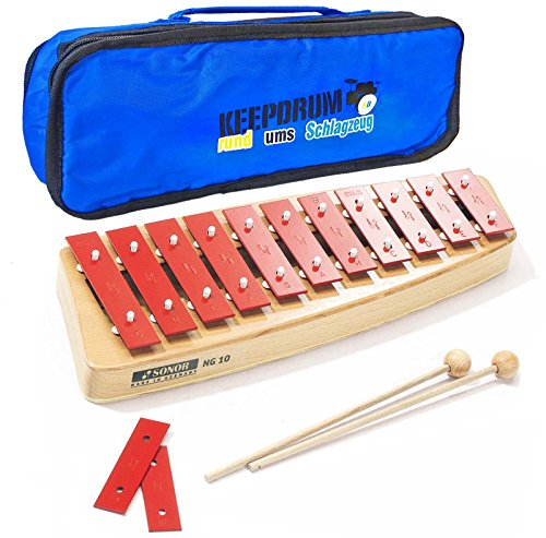 Sonor NG10 NG-10 Glockenspiel Xylophon + keepdrum Bag in Blau