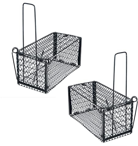 2er Set Mausefalle Lebend | Korbfalle mit Luftlöchern aus Metall | Marderfalle | Lebendfalle für Mäuse, Kaninchen | Wiederverwendbare Mäusefalle | Rattenfalle für Innen & Außen | Kastenfalle B-Ware