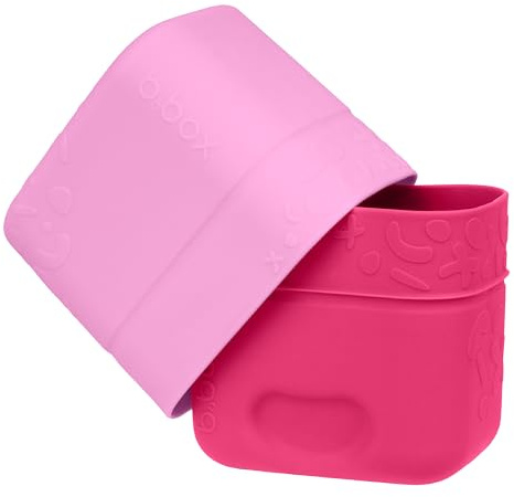 b.box Snackbox Kinder Klein | Wiederverwendbare Silikon Snack Vorratsdosen Klein Lunchbox | Ofen-, Mikrowellen-, Gefrier-, Spülmaschinenfest | Silikon-Frischhaltedosen für Bento-Box & Lunchbox, Snackbehälter für Kinder, spülmaschinenfest, ofenfest, Beere