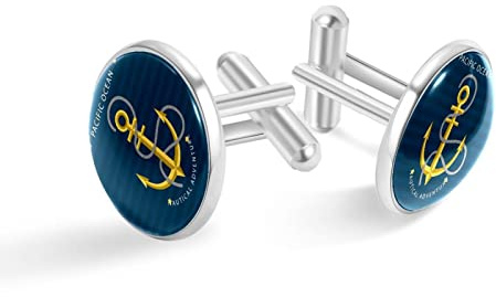 Personalisierte silberne Manschettenknöpfe Anker für Smoking-Shirts, 20mm*20mm, Edelstahl, Künstlicher Quarz