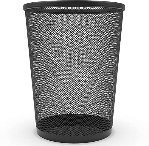 Kendindza 19 L - XXL Papierkorb Büro aus Drahtgeflecht Draht Mesh Mülleimer Metall für Mülleimer Büro Mülleimer Schlafzimmer Abfalleimer Büro geflochten Mülleimer Papier Papierkorb Schwarz