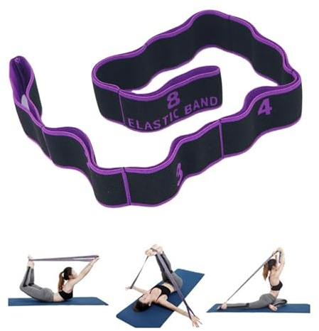 GIMIRO Fitness-Gummiband Segmentiertes Widerstandsband für Yoga Pilates Tanz Stretchband Rehabilitations Spannband (Purple - 8 Loops)