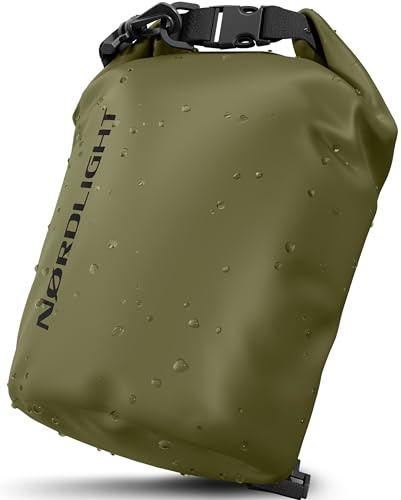Nordlight Dry Bag Sacca Impermeabile - (10L, Verde Oliva) Zaino Impermeabile, Sacca Stagna Borsa Impermeabile con Chiusura a Rotolo - Spiaggia, Canoa, Stand Up Paddling, Immersioni
