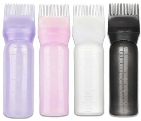 4 Stücke Hair Oil Applicator Bottle, Mit Pinsel,Oil Applicator Bottle For Hair, Haaröl Applikator für Haarfärbeflaschen Applikatorbürste,Für Alle, Die Ihre Haare Gerne Selbst Färben - 120ml