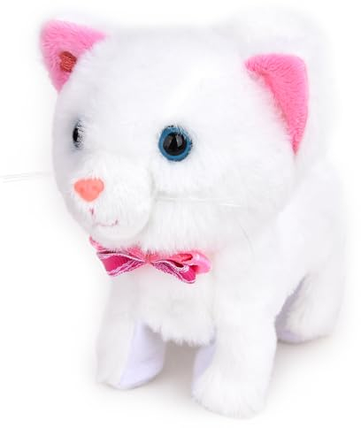 Fegalop Elektronisches Spielzeug Elektronische Katze Elektronische Haustiere Roboter Katze Läuft und miaut Interactive Plüschtiere Geschenk für Kinder Junge Mädchen