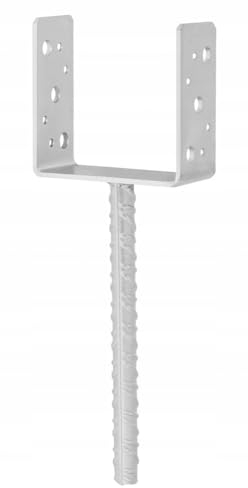 BK SHOP Pfostenträger U-Form zum Einbetonieren | Stützenfuß 90 x 100 x 45 mm | Pfostenanker Verzinkter Stahl 3,5 mm | Bodenanker für Holzpfosten | Pfostenschuh für Terrassen und Zäune