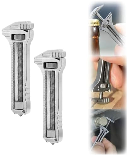 2 Stück Mini Multitool Wrench - Compact Titanium Multitool, Multitool-Schraubenschlüssel, Crowbar Schlüsselanhänger Schraubenschlüssel Flaschenöffner, Verstellbares Multitool