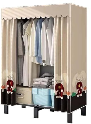 HUHJYUGE Stoffschrank für das Schlafzimmer, Kleiderschrank Kinderzimmer, Faltschrank mit Kleiderstange Stabil, Steckschrank Würfelsystem Kinder, Garderobenschrank Flur, Textilschrank Outdoor