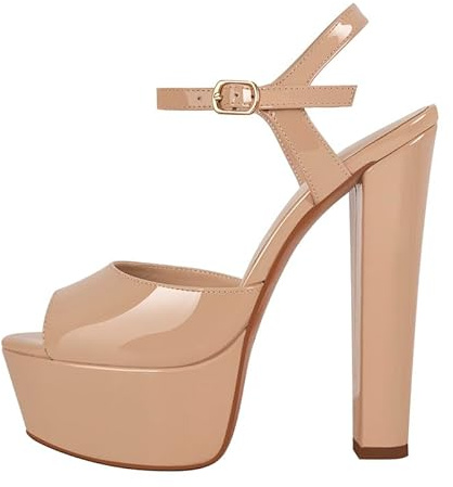 MissHeel Sandali da donna Peeptoe con tacco alto, beige., 42 EU