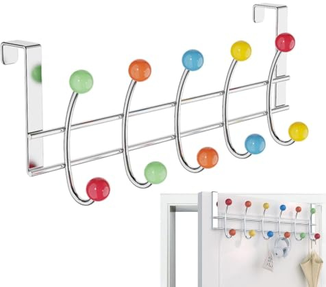 Listello con ganci – Gancio appendiabiti color argento, da parete | Gancio appendiabiti in acciaio inox a fisarmonica da parete espandibile per il montaggio a parete, supporto per cappelli da parete