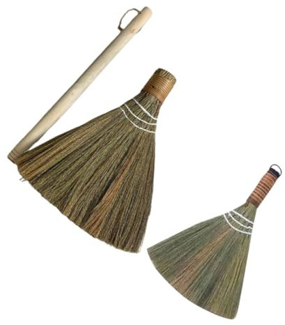 ABOOFAN Balai en Fait Main 2 Pièces Balai De Sol Manche Amovible en pour Maison Et Bureau Multifonctionnel