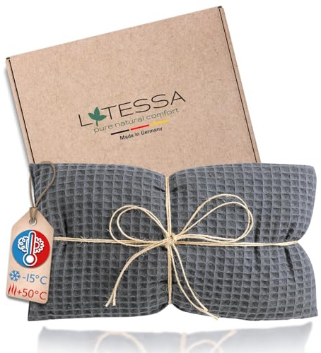 LATESSA® Cojín de huesos de cereza, 100% algodón, moderno y sostenible, extra alta calidad, para microondas, cuello, hombros, vientre y espalda, cojín térmico para bebés, niños y adultos