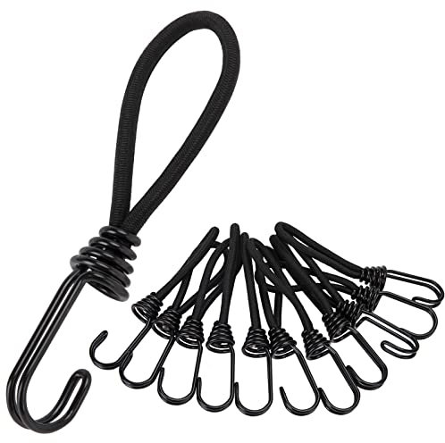 12 Stück Gummibänder mit Kugel, Elastische Halterung Zelt Elastic Rope Expanderhaken Gummiseile Spanngummi mit Spiralhaken Schlinge von Schildern, Vorhängen, Camping, Wohnwagen