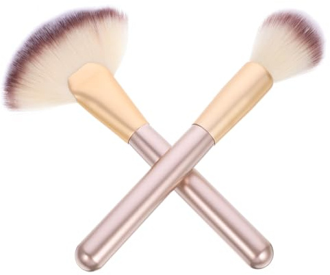 FRCOLOR Pinceaux De Maquillage Éventail 2 Pcs Grand Format Applicateurs Blush Poudre Visage Professionnels Pour Maquillage Femme Usage Quotidien
