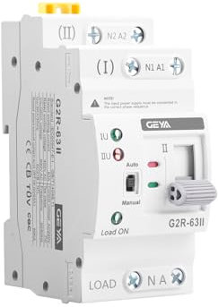 ATS Interruptor de Transferencia Automática 2P 6-63A 220V Dual Power Automatic Transfer Switch Fotovoltaico Doble Alimentación para Instalaciones Domésticas e Industriales