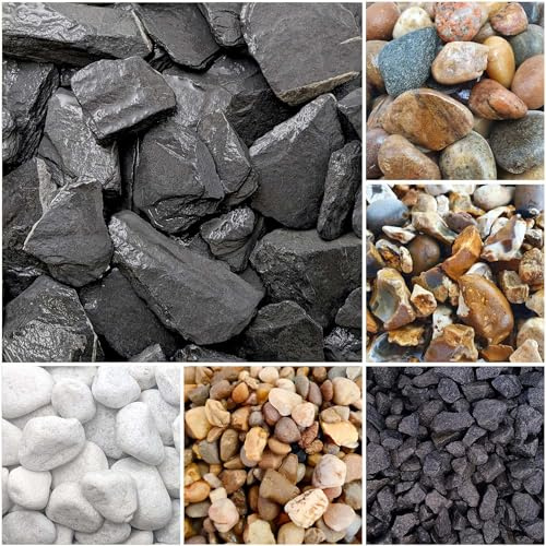 Elixir Gardens Aggregates for Flowerbeds, Rockery, Patio & Paths, Driveway & Ground Cover | 1kg to 800kg Bags | Grey Welsh Slate (20mm-40mm)