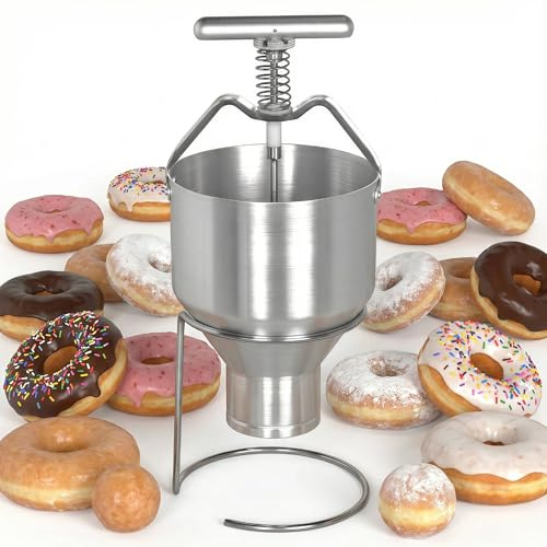 EASYROSE Commercial Donut Dispenser, 3-Litre Manual Batter Dispenser with Stand, 6-Size Adjustment Pancake Dispenser for Professional Donut Production