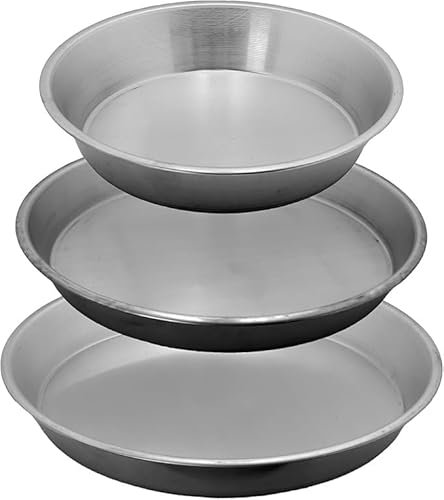Generico Set di 3 Stampi per Tortiera in Alluminio, 26 cm, 28 cm, 30 cm, per Pastiera Napoletana e Pizza