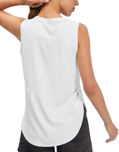 JOYSPELS Damen Sport Tank Top Sommer Leichte Ärmellos Shirt Rundhals Yoga Tanktops Fitness Oberteile Sporttop Weiß S
