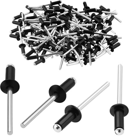 TXXATX 4x10 mm Aluminium Blind Rivets 120 Pieces Black Dome Head Pop Rivets Open End Rivet for Metal Wood Plastic Furniture Car Marine Verbindung und Befestigung