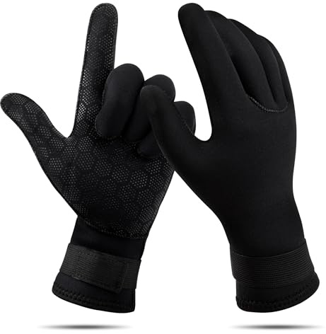 Tunejoy Guantes de Neopreno Negro 3mm Guantes de Buceo Antideslizantes Elásticos Ajustable Cálidos para Mujeres Hombres Adultos Deportes Acuáticos Kayak Vela Natación Snorkel Navegación