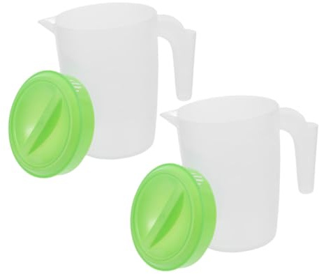 VERDANVERSE 2 Piezas Jarra de Plástico Resistente con Tapa Hermética Capacidad Diseño Portátil y Ergonómico para Agua Fría Zumo y Cerveza para Restaurantes Bares y Nevera