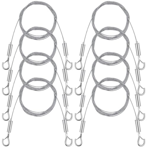 8 Pcs Adjustable Picture Hanging Wire Kit, 6.6FT Mirror Frame Kit, Heavy Duty Stainless Steel Rope for Hanging Pictures, Billboards, Basket, Flowerpot, Supports Up to 66lbs