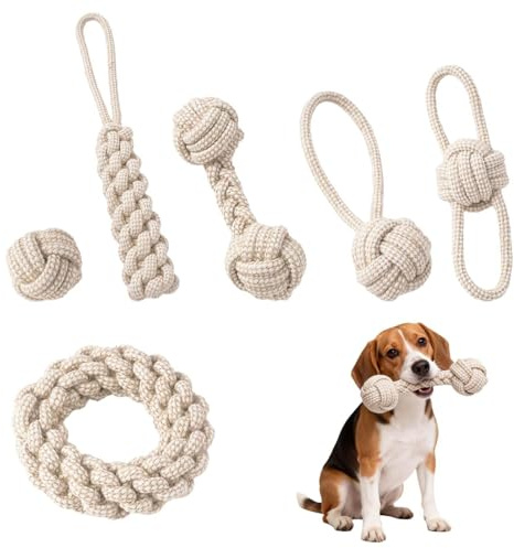 6 pezzi Corda da masticare, Set di giocattoli da masticare per cani, Giocattoli corda da masticare, Giocattoli di corda per cani, Giocattoli da masticare in corda specifici per cani di piccola taglia