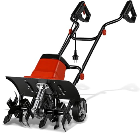 Monucep Gartenfräse elektrisch 1500W, Bodenfräse 40 cm Arbeitsbreite,22 cm Arbeitstiefe elektrische Bodenhacke Motorhacke,24 Messer zum Boden auflockern,Für Garten, Rasen und Beet
