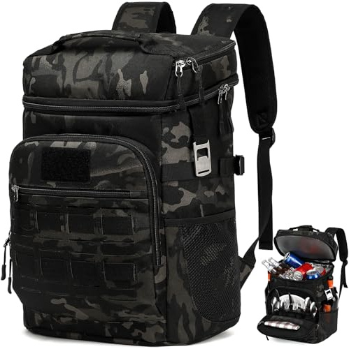 TONRUYN Mochila Nevera Táctica 25 litros Ligera a Prueba de Fugas Mochila Termica para Hombres y Mujeres Isotermica para Picnics, campingaz, Playa, Viajes, Trabajo (Camuflaje)