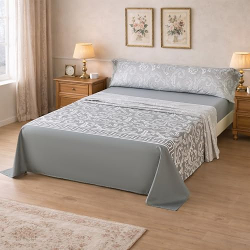 HOMEYA Juego de Sábanas 105X190, 3 Piezas para Cama 105 cm Incluye Encimera 175x260, Bajera Ajustable y 1 Funda Almohada 45X125, Estampada