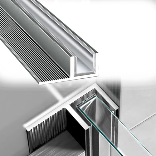 vetro doccia canale a u Porte Doccia In Vetro Senza Telaio Con Profilo A T, Profilo In Lega Di Alluminio A Filo Per Porte Doccia In Vetro, Tagliabile, Montaggio A Parete(F-8mm,L-120cm/47.2in)