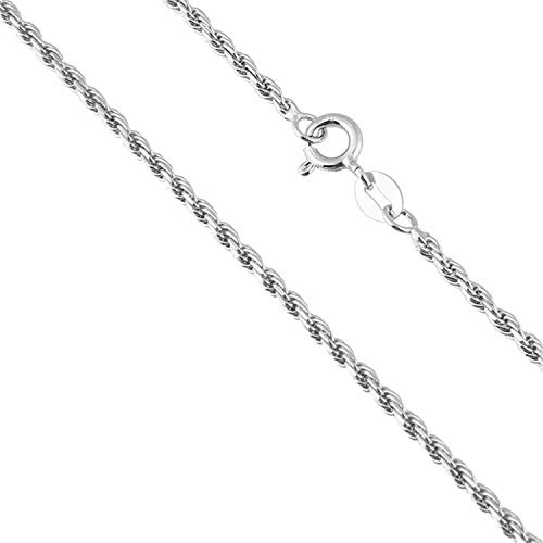Designer Inspirations Boutique 925 Sterling Silver 1.5/2 / 2.4/3.5 MM Rope Chain Necklace for Women Men Unisex - 16 18 20 22 24 26 28 30 32 Inch