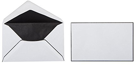 Paper24 25 Trauer Briefumschläge,mit von Hand aufgebrachtem schwarzem Rahmen 120 x 191 mm im exklusiven eleganten Design mit Spitzklappe