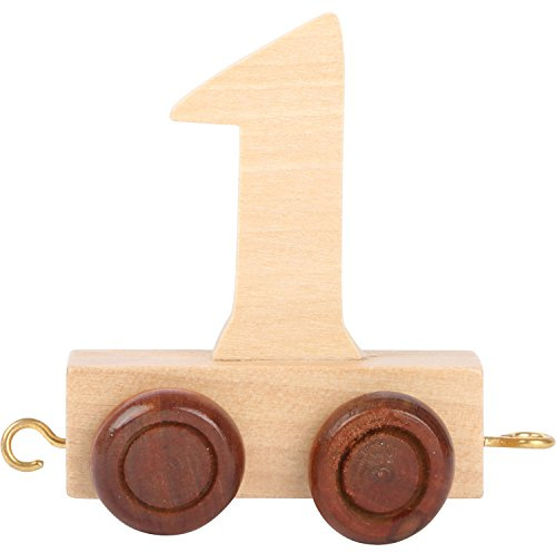 small foot 10553 Zahlenzug 1 aus Natürlichem Holz mit Vier Kleinen Rädern sowie Verbindungsmöglichkeit mit Anderen Zahlenzügen