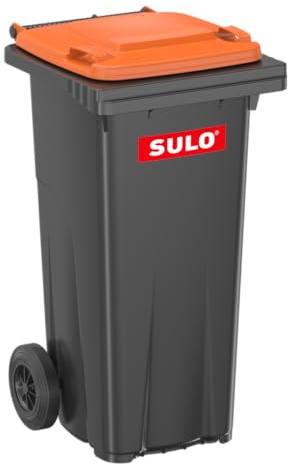 Sulo Mülltonne grau mit Deckel Orange 120 Liter