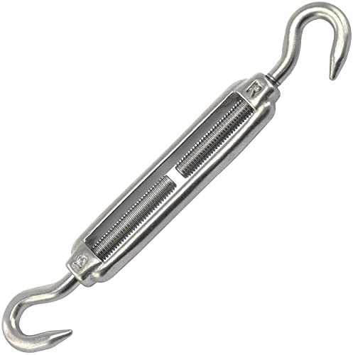 OPIOL QUALITY® Spannschloss Haken - Haken M4 aus Edelstahl A4 V4A (2 Stück) ähnl. DIN 1480 Spannschlösser Wantenspanner Drahtspanner Spannschraube Seilspanner
