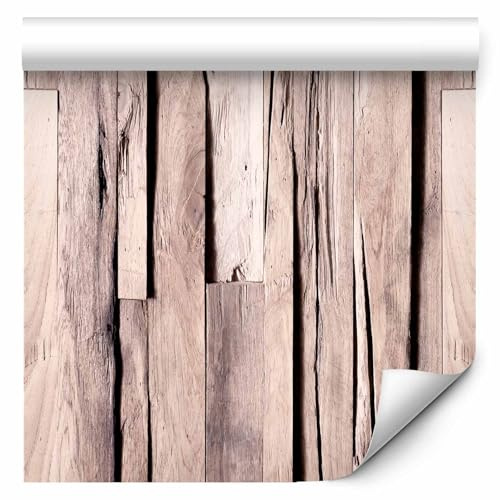 murando - Fototapete Vlies Dekoration Holz Bretter, Schlafzimmer, 3D-Effekt | Full HD Druck, 3D-Effekt, lichtbeständige Farben, ideal fürs Wohn- oder Schlafzimmer, schnelle Montage, lichtbeständig, edel