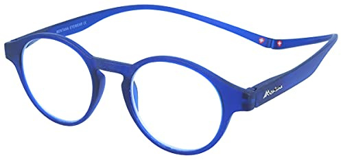 funktionelle MONTANA Lesebrille/-hilfe mit Magnetbügelenden und transparentem Stecketui - MAG in blau + 2,00 dpt