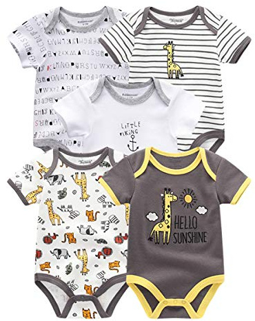 Kiddiezoom Baby-bodys, byxor för spädbarn, sparkdräkt, klädset, kläder för pojke, flicka, bomullsmössa, vantset mot rivmärken, 0-3 Månader