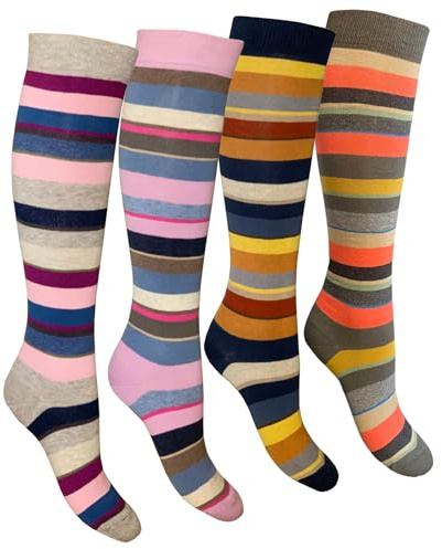 CriCri Socks Set 4 Paia Calze Calzini Lunghi Donna in Caldo Cotone Alta Qualità Made in Italy - Taglia Unica (Combinazione 2)
