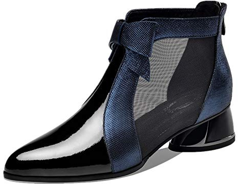 TinaCus Women's Pointed Toe Handmade Bowknot Ankle Boots(Blue, US6)