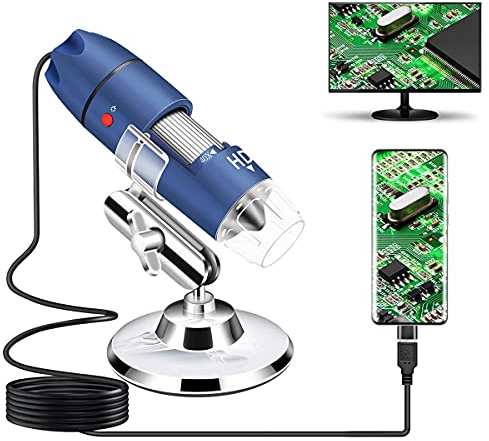 Jiusion 2K HD 2560x1440P USB Digitalmikroskop für Android Handy und Tablet Windows Mac Linux, 40X bis 1000X Vergrößerung Mini Endoskop Handheld Kamera für Coin Facial Skin Scalp FA