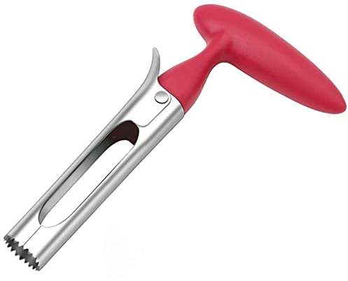 Voarge Descorazonador de manzanas de acero inoxidable 304, hoja de acero inoxidable de calidad alimentaria y borde dentado (rojo)
