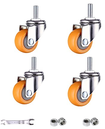 Gewinde Rollen Möbelrollen, Möbel Transportroller Schwenkräder Set Haltbare Upgradedrollen Nylon Rollen mit Schraubenspindel 4er Set, Für Blumenständer Krippen No Noise (25mm/M6,Schwenkräder x4)