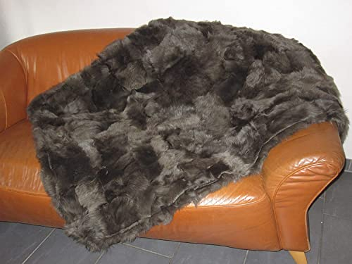 Echte Öko Merino Schaffell Lammfell Patchwork Wohndecke Sofadecke, 170 x 200 cm (braun)