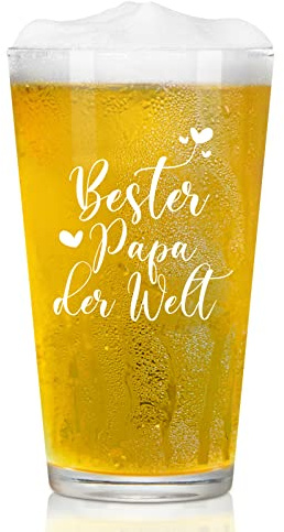 Joymaking Papa Geschenk, Papatagsgeschenk, Vaterstaggeschenke Bierglas mit Gravur - Bester Papa der Welt, Geschenke für Papa Männer zum Geburtstag Vatertag, Biergläser Trinkgläser 15oz…